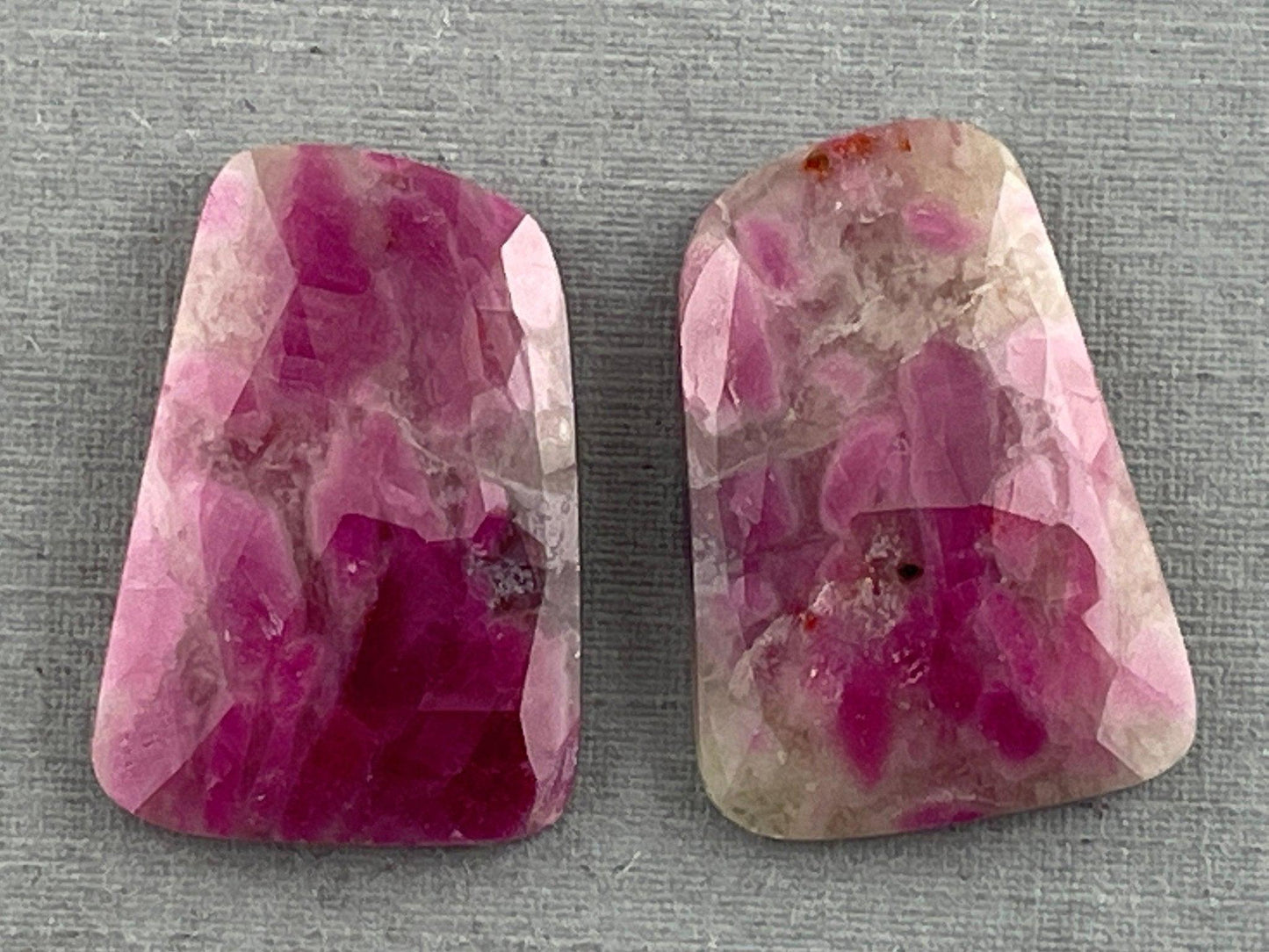 Ruby Included Quartz Pair | 24x17 mm | Rose Cut Natural Loose Gemstone | RC116 - - GemEnthusiast