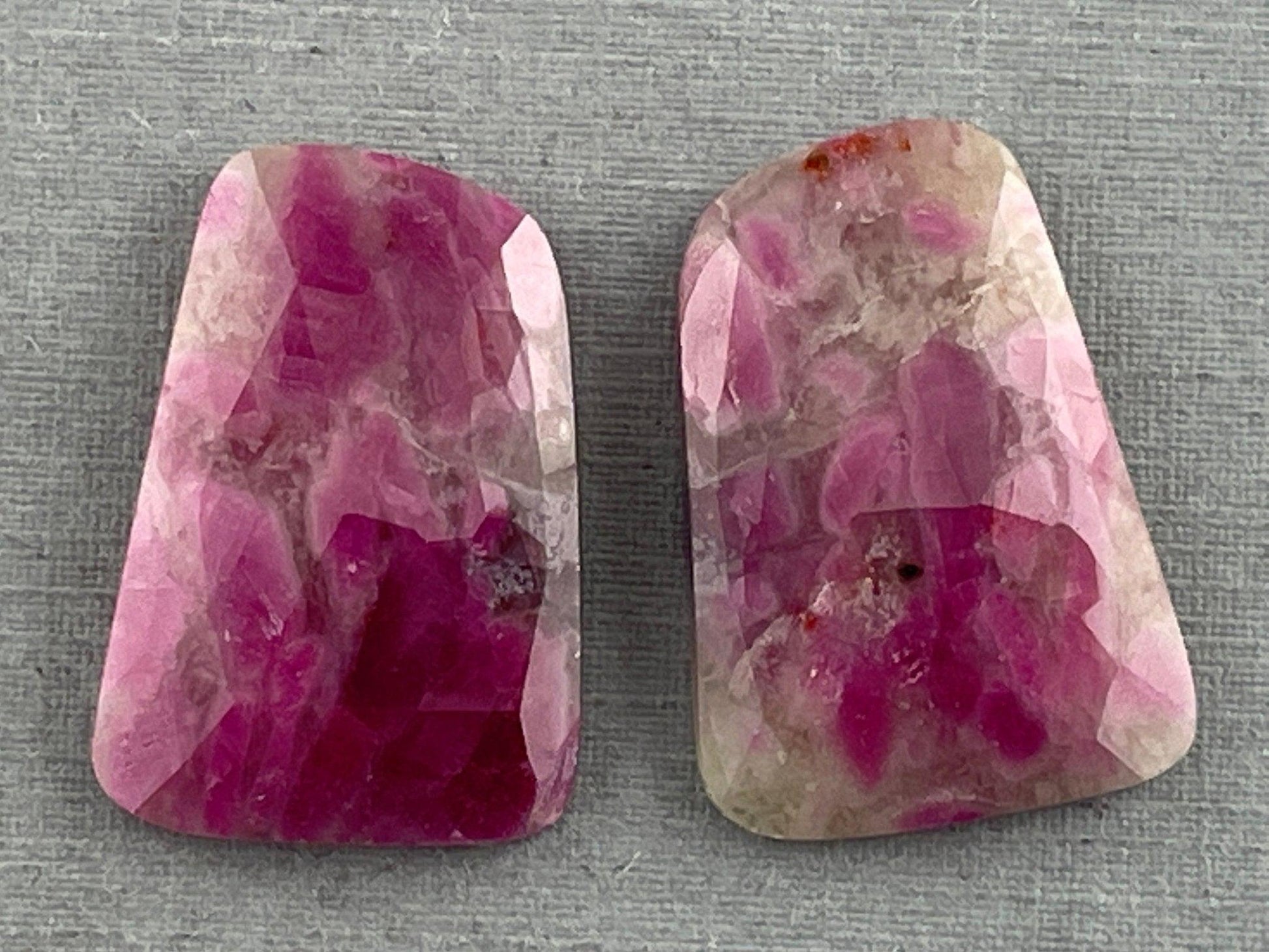 Ruby Included Quartz Pair | 24x17 mm | Rose Cut Natural Loose Gemstone | RC116 - - GemEnthusiast