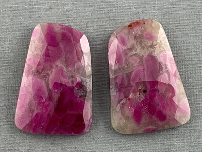 Ruby Included Quartz Pair | 24x17 mm | Rose Cut Natural Loose Gemstone | RC116 - - GemEnthusiast