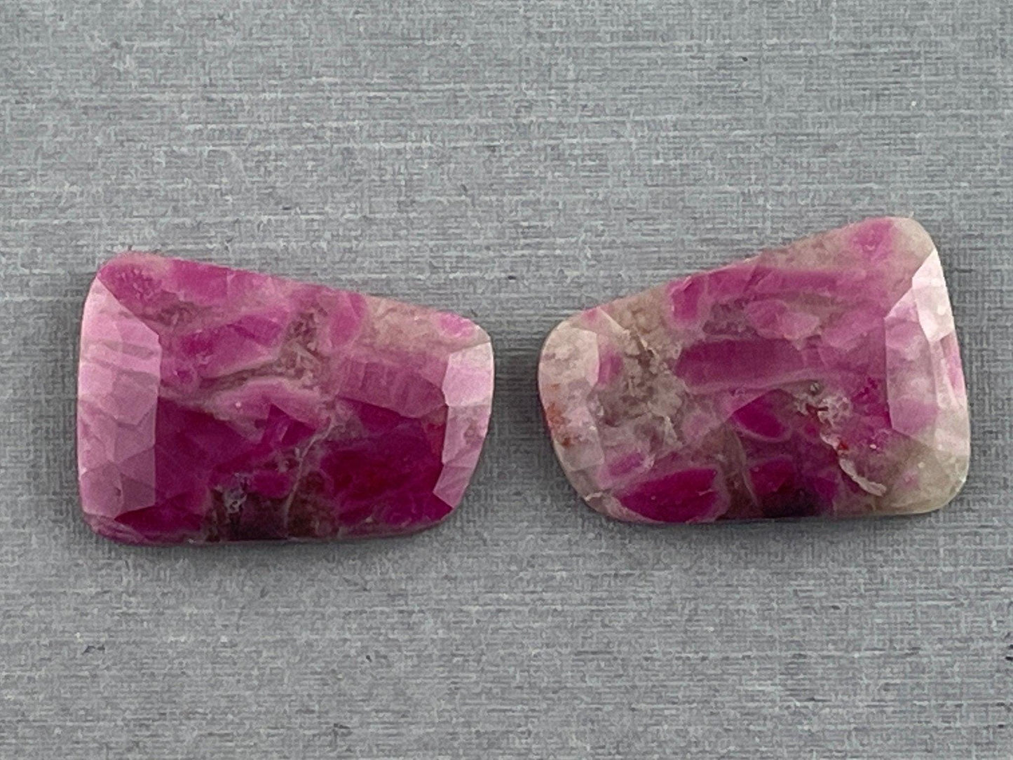 Ruby Included Quartz Pair | 24x17 mm | Rose Cut Natural Loose Gemstone | RC116 - - GemEnthusiast