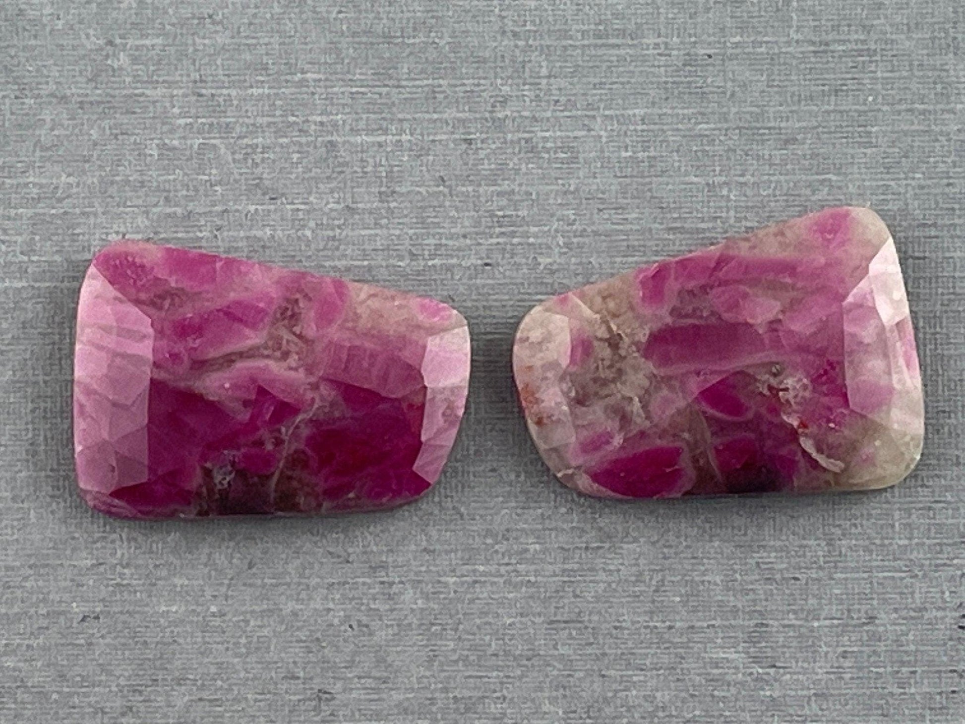 Ruby Included Quartz Pair | 24x17 mm | Rose Cut Natural Loose Gemstone | RC116 - - GemEnthusiast
