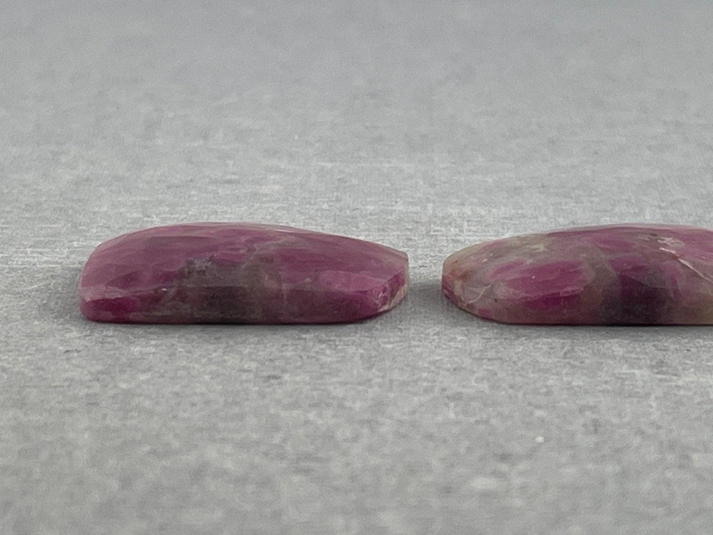 Ruby Included Quartz Pair | 24x17 mm | Rose Cut Natural Loose Gemstone | RC116 - - GemEnthusiast