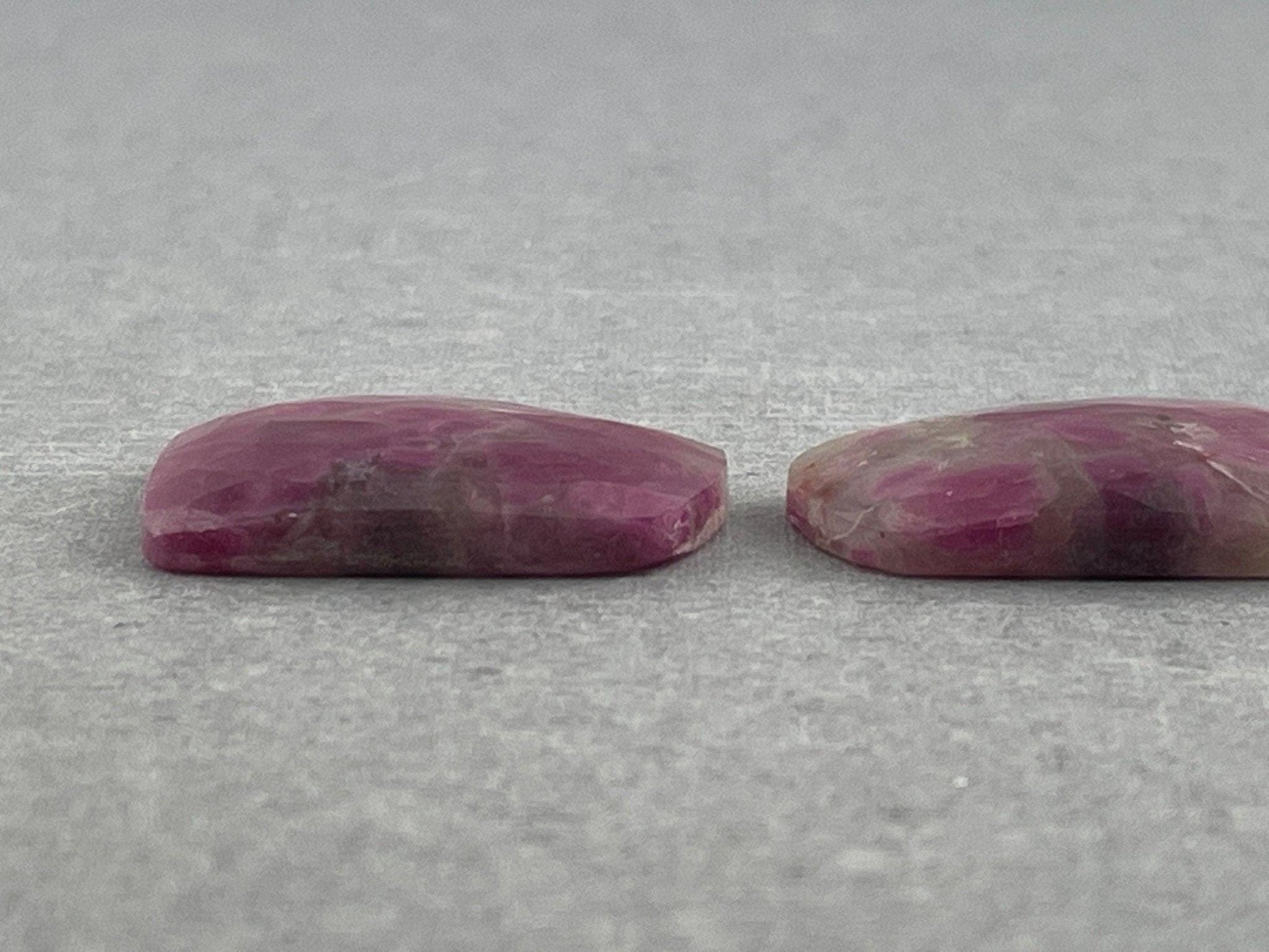 Ruby Included Quartz Pair | 24x17 mm | Rose Cut Natural Loose Gemstone | RC116 - - GemEnthusiast