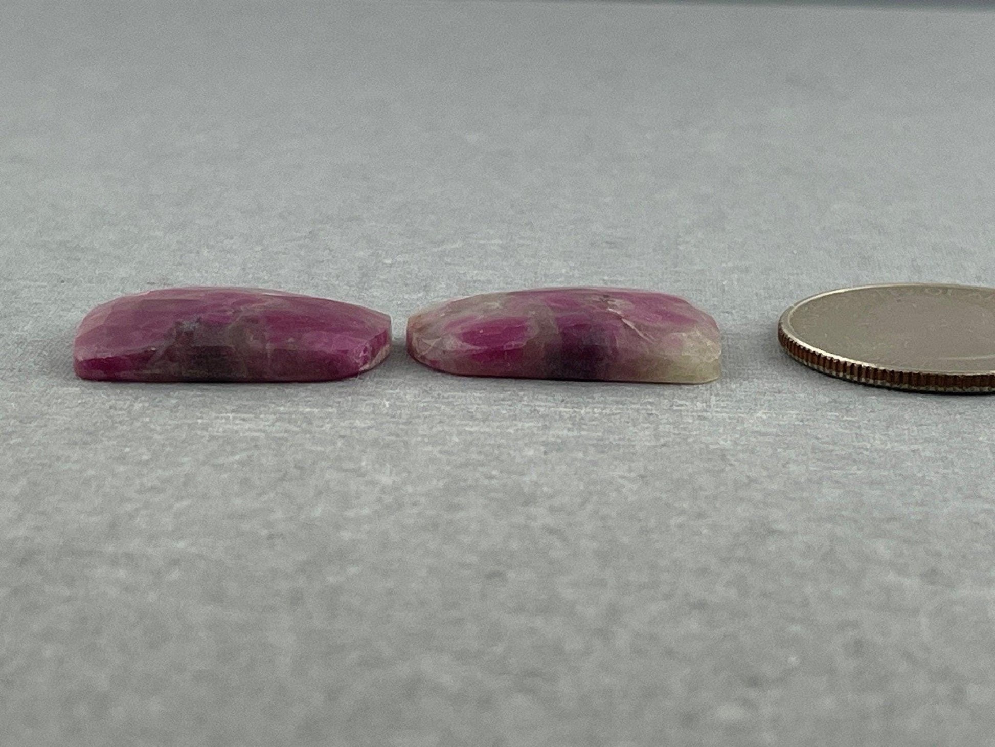 Ruby Included Quartz Pair | 24x17 mm | Rose Cut Natural Loose Gemstone | RC116 - - GemEnthusiast