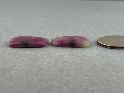 Ruby Included Quartz Pair | 24x17 mm | Rose Cut Natural Loose Gemstone | RC116 - - GemEnthusiast