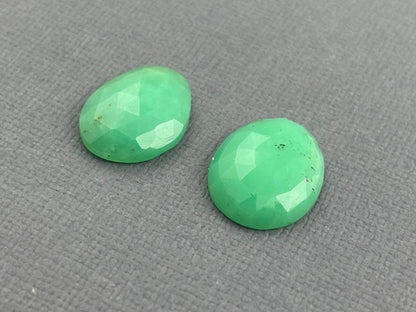 Green Chrysophrase Rose Cut Pair | Natural Loose Chalcedony Gemstones | 9 carats | CY127 - Chrysoprase - GemEnthusiast