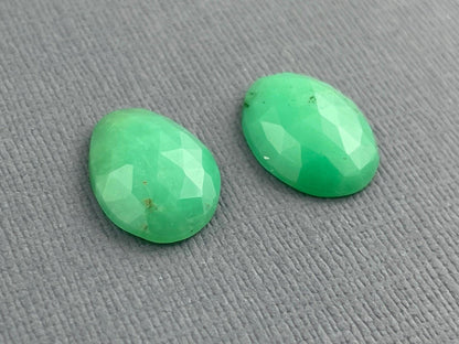 Green Chrysophrase Rose Cut Pair | Natural Loose Chalcedony Gemstones | 9 carats | CY127 - Chrysoprase - GemEnthusiast