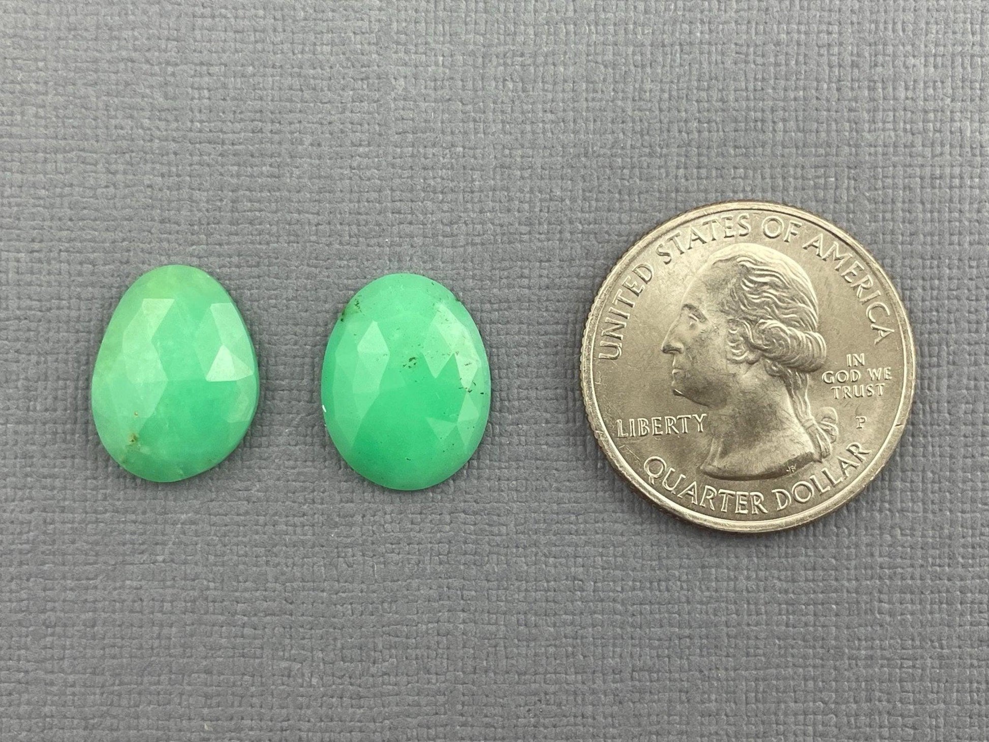 Green Chrysophrase Rose Cut Pair | Natural Loose Chalcedony Gemstones | 9 carats | CY127 - Chrysoprase - GemEnthusiast