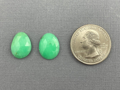 Green Chrysophrase Rose Cut Pair | Natural Loose Chalcedony Gemstones | 9 carats | CY127 - Chrysoprase - GemEnthusiast
