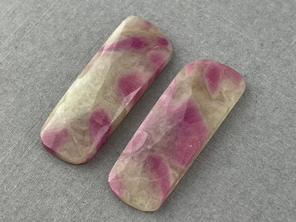 Ruby Included Quartz Pair | Rose Cut Natural Loose Gemstone | RC106 - Ruby in Quartz - GemEnthusiast