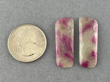 Ruby Included Quartz Pair | Rose Cut Natural Loose Gemstone | RC106 - Ruby in Quartz - GemEnthusiast
