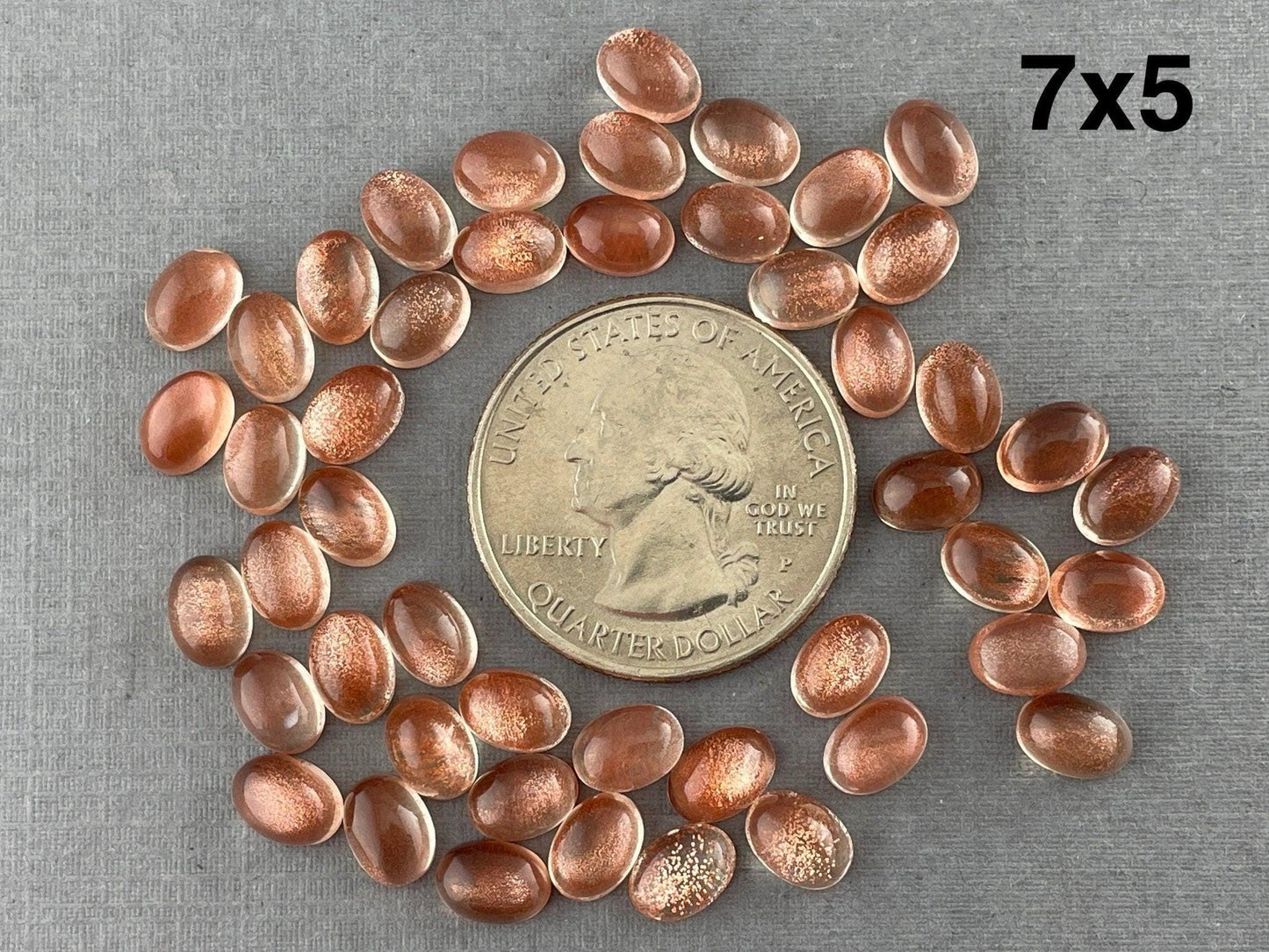 8x6 7x5 6x4 Oregon Sunstones Oval Cabochons with Schiller | Per Stone - Oregon Sunstone - GemEnthusiast