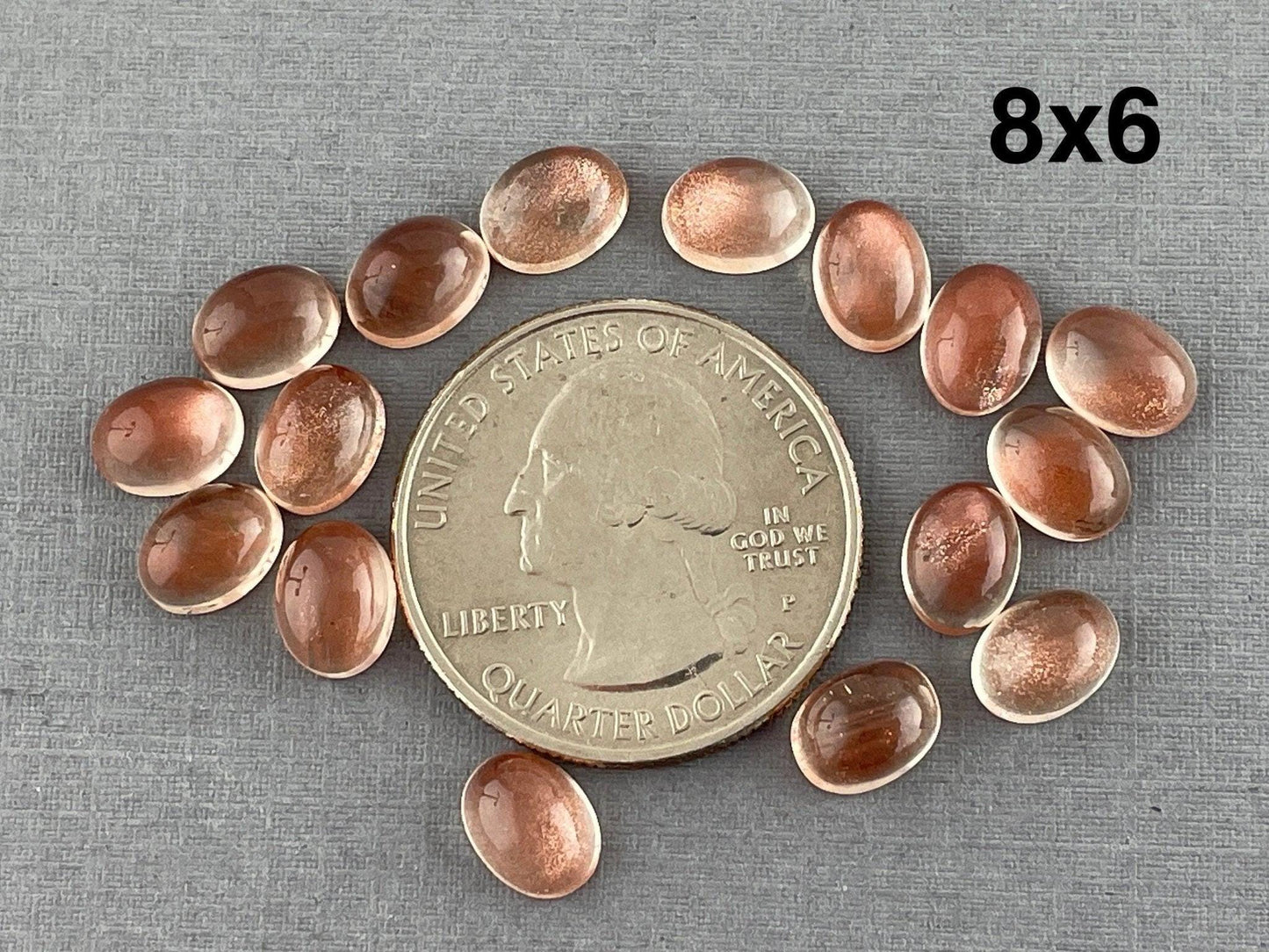 8x6 7x5 6x4 Oregon Sunstones Oval Cabochons with Schiller | Per Stone - Oregon Sunstone - GemEnthusiast