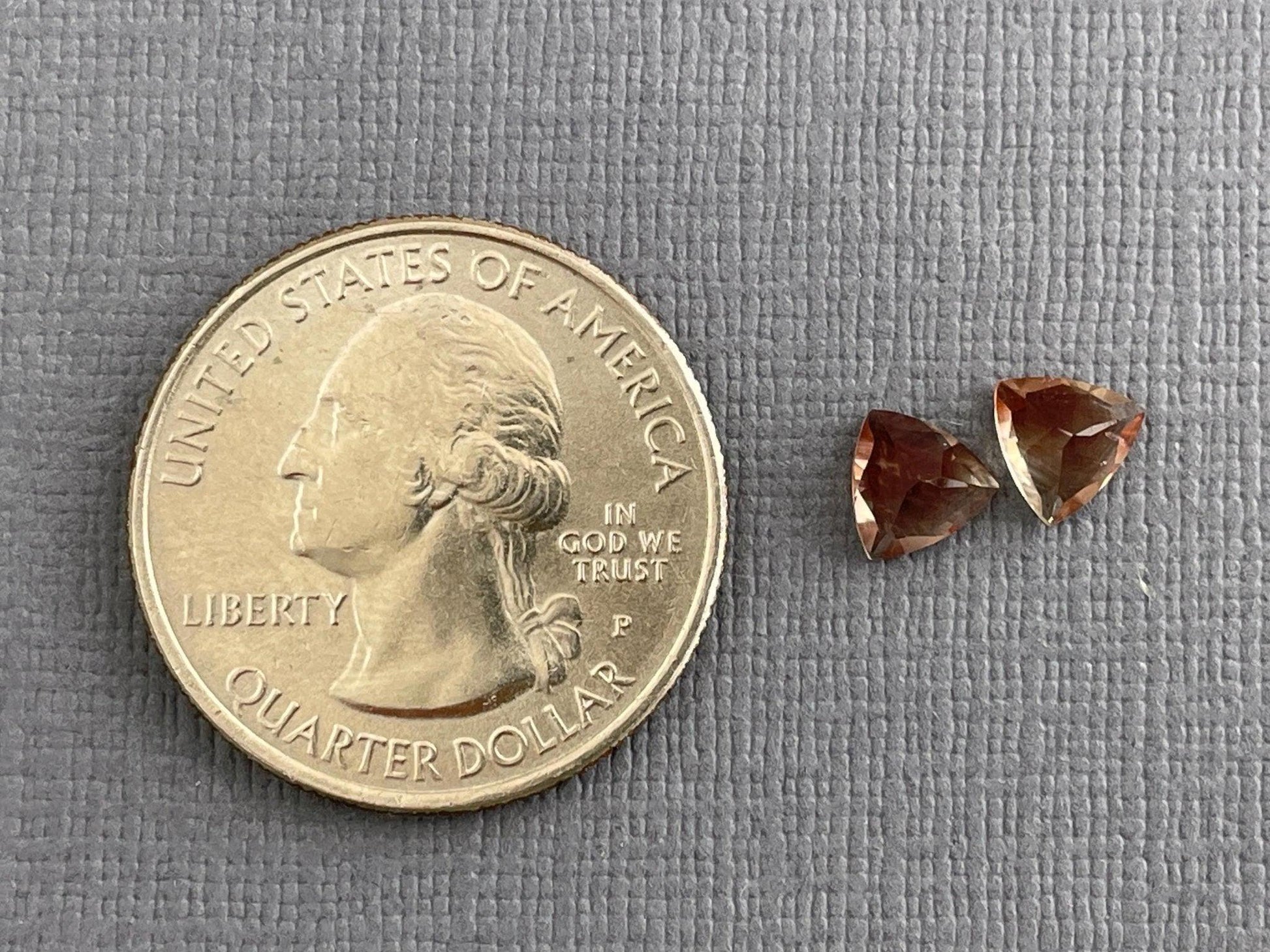6mm Oregon Sunstone Trillion Gemstone Pair with Schiller | 1.3 carats | OSF174 - - GemEnthusiast