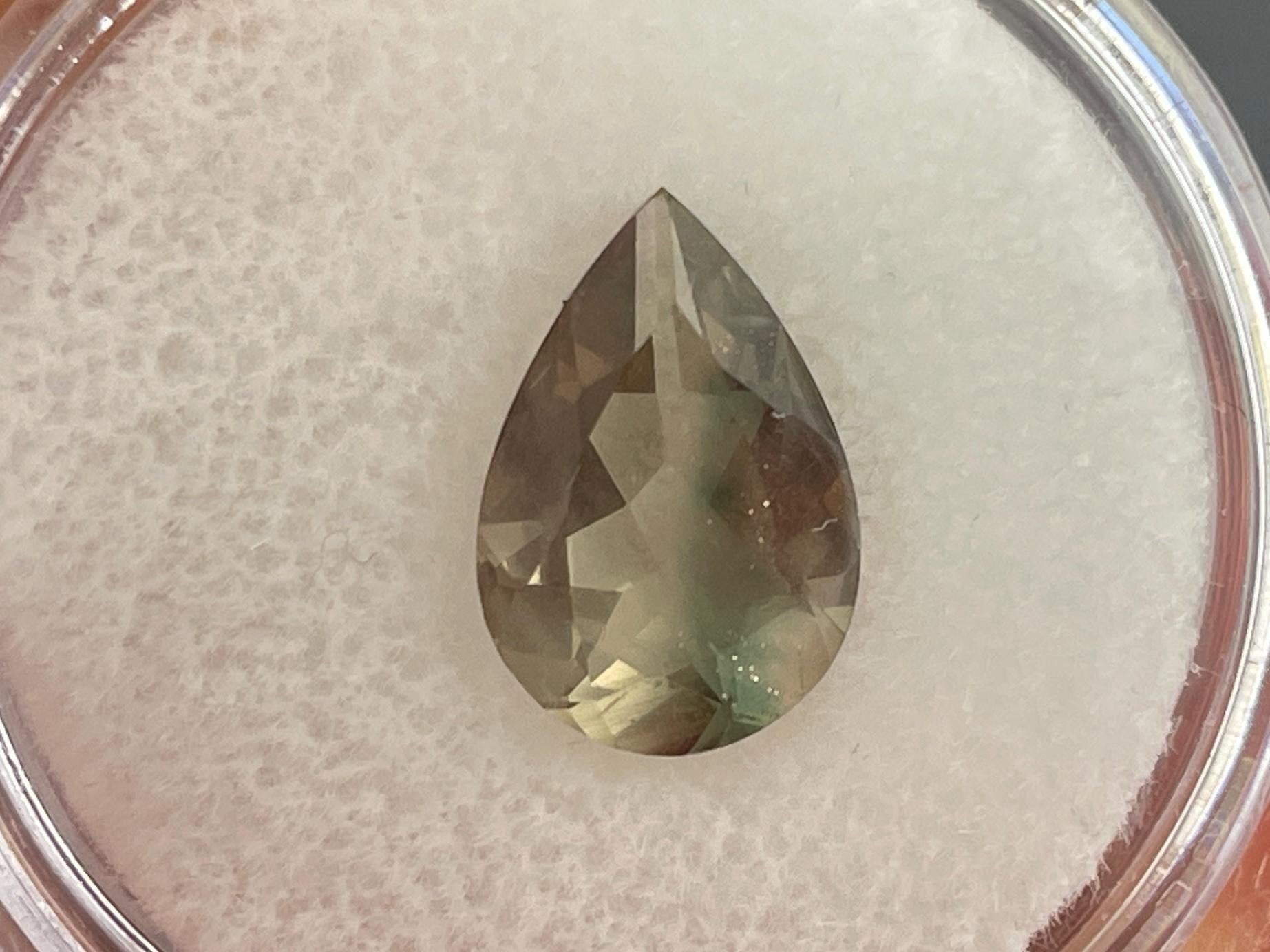 Oregon Sunstone Pear Gemstone with Green Striation | 12x8 mm | 2.2 carats | OSF186 - - GemEnthusiast