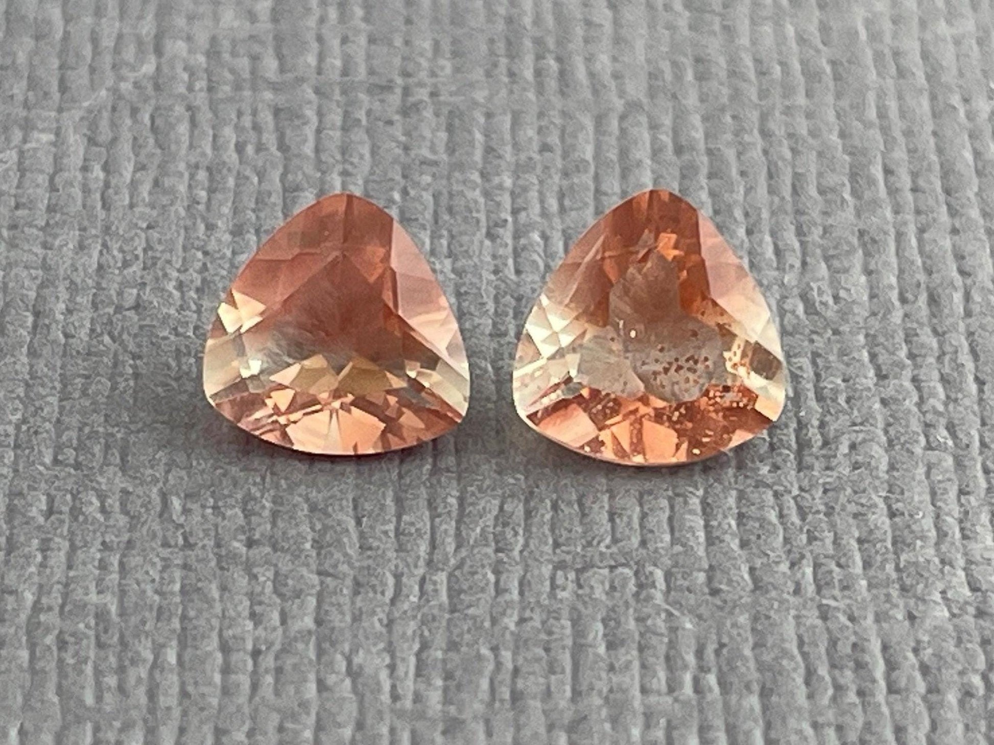 6mm Oregon Sunstone Trillion Gemstone Pair with Schiller | 1.43 carats | OSF175 - Oregon Sunstone - GemEnthusiast