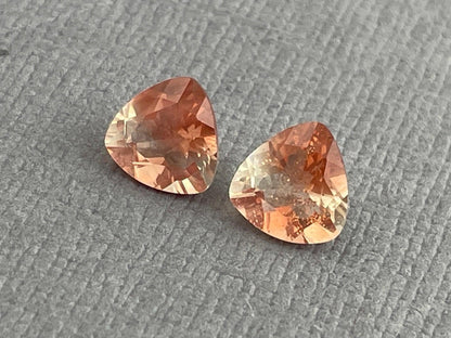 6mm Oregon Sunstone Trillion Gemstone Pair with Schiller | 1.43 carats | OSF175 - Oregon Sunstone - GemEnthusiast