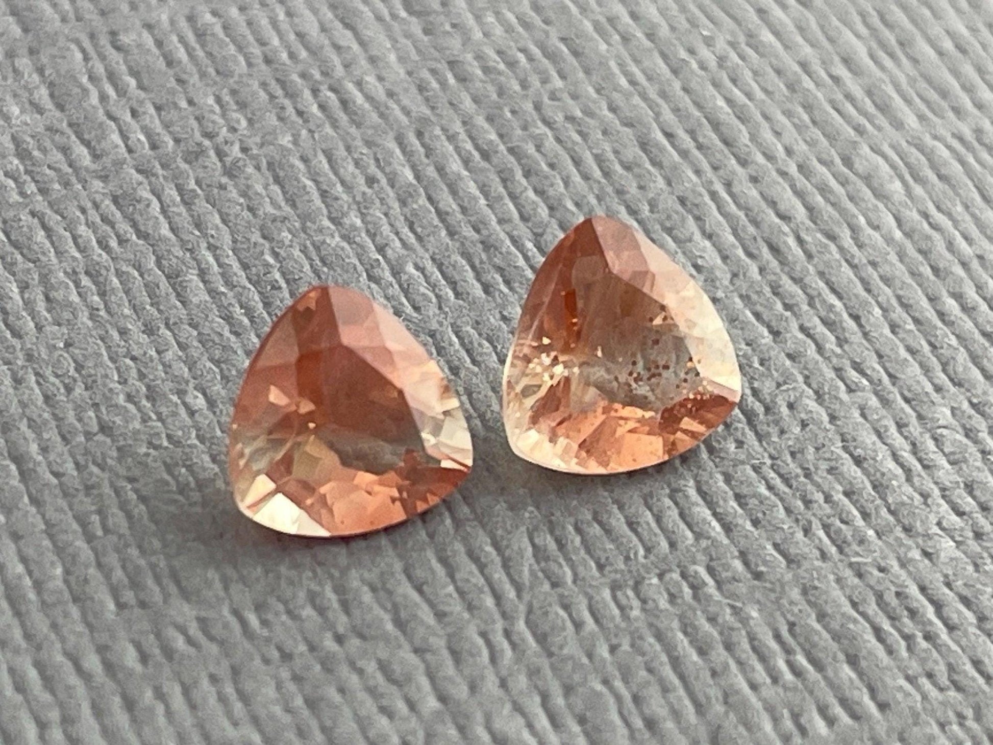 6mm Oregon Sunstone Trillion Gemstone Pair with Schiller | 1.43 carats | OSF175 - Oregon Sunstone - GemEnthusiast