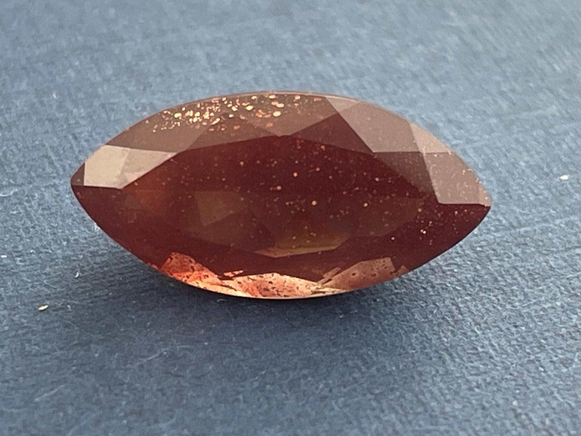 Large Red Oregon Sunstone Marquise Gemstone with Schiller | 4.5 carats | 16x8 | OSF167 - Oregon Sunstone - GemEnthusiast