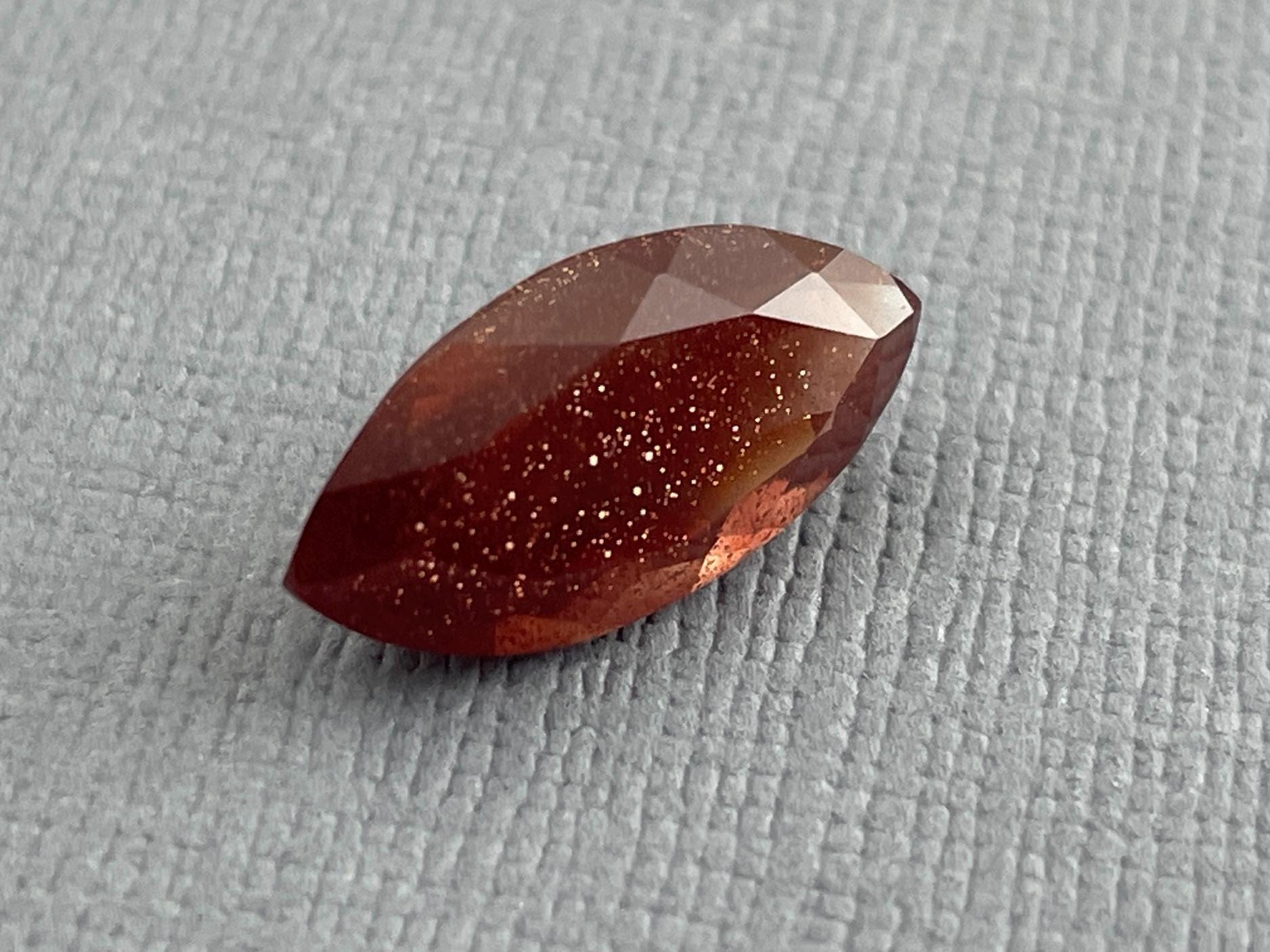 Large Red Oregon Sunstone Marquise Gemstone with Schiller | 4.5 carats | 16x8 | OSF167 - Oregon Sunstone - GemEnthusiast