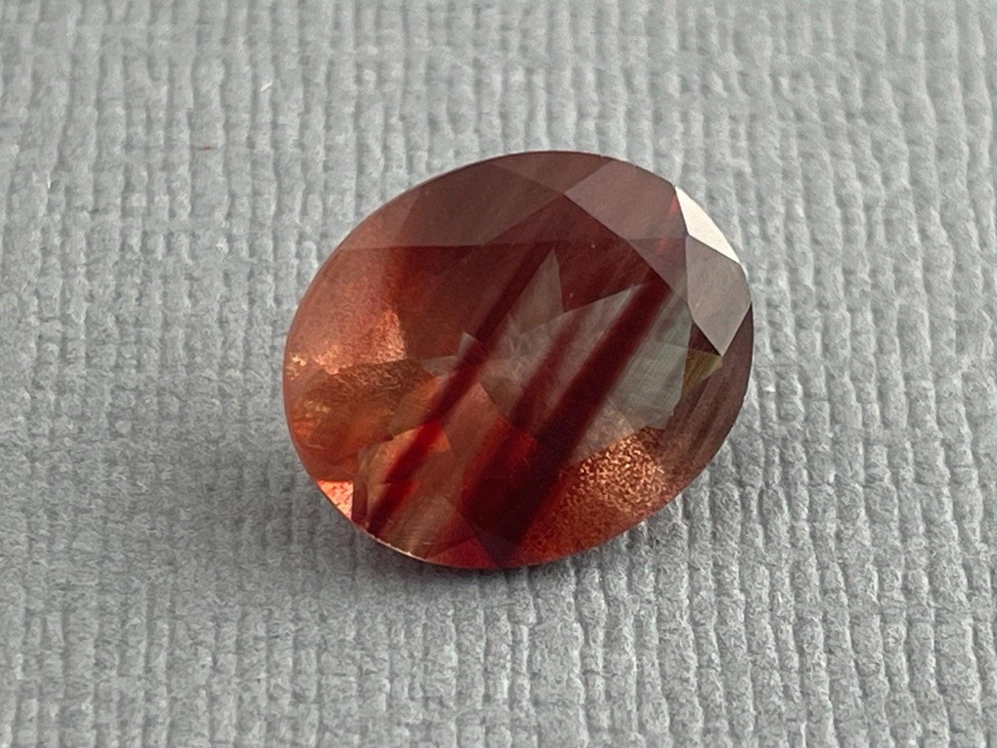 12x10 Red Oregon Sunstone Oval Faceted Gemstone with Schiller | 3.9 carats | OSF165 - - GemEnthusiast