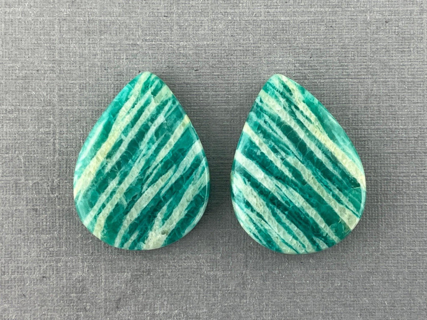 Amazonite Matched Pair Pear Cabochons | Natural Loose Gemstone | AMZ216 - - GemEnthusiast