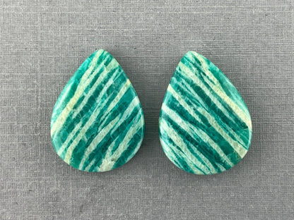 Amazonite Matched Pair Pear Cabochons | Natural Loose Gemstone | AMZ216 - - GemEnthusiast