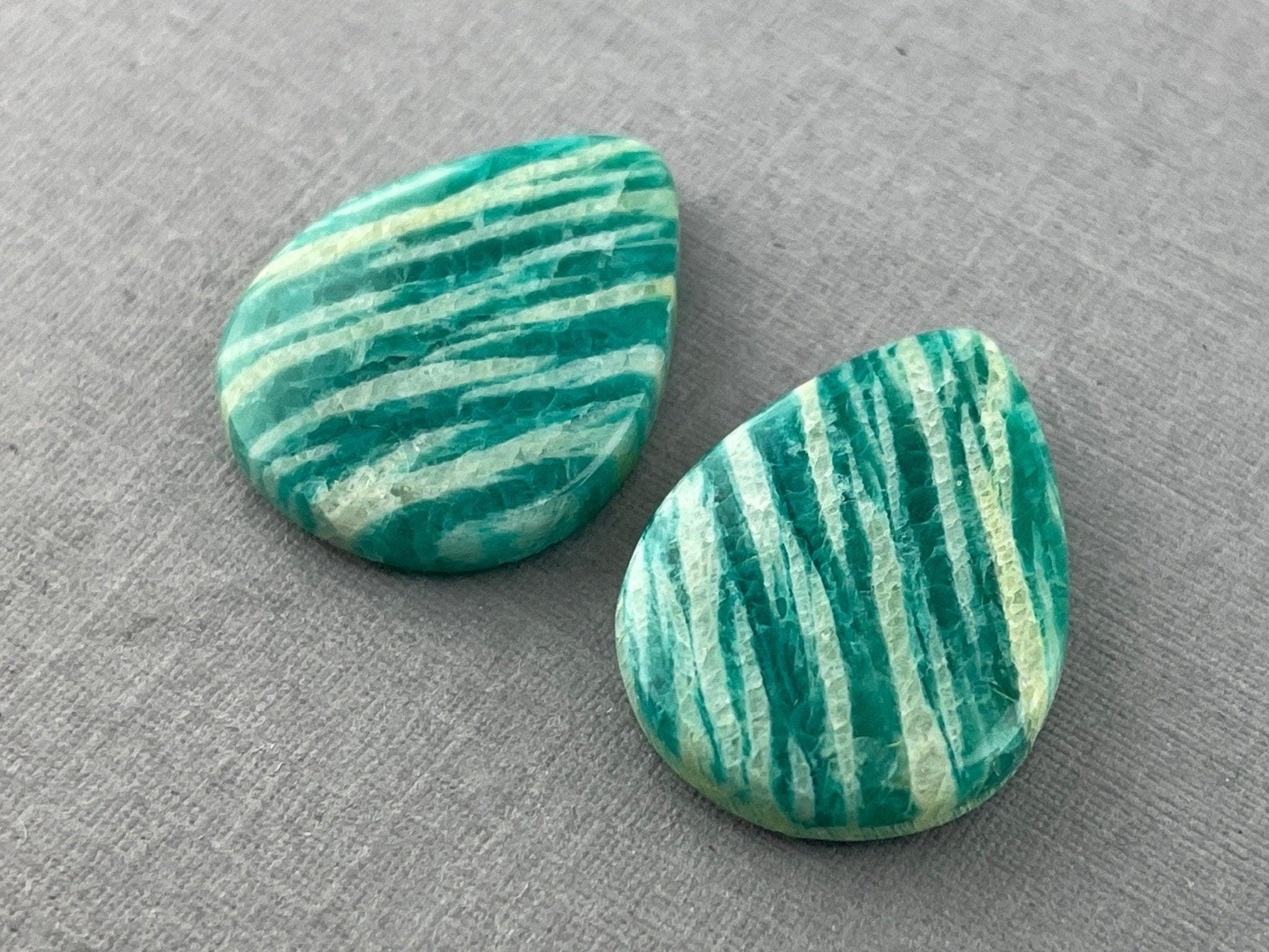 Amazonite Matched Pair Pear Cabochons | Natural Loose Gemstone | AMZ216 - - GemEnthusiast