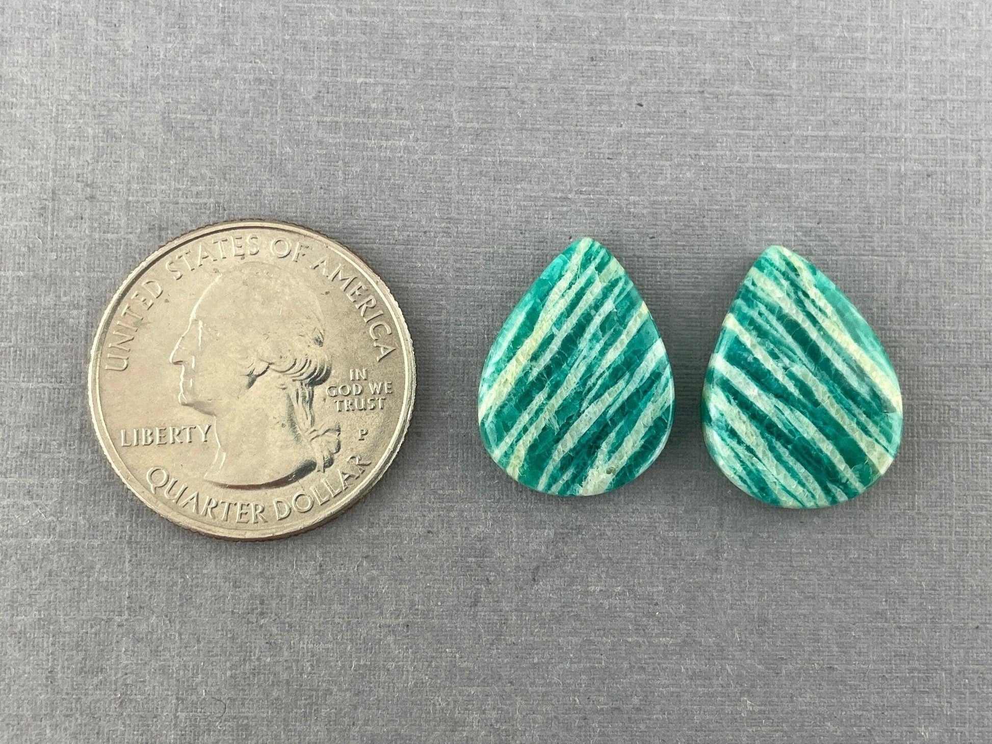 Amazonite Matched Pair Pear Cabochons | Natural Loose Gemstone | AMZ216 - - GemEnthusiast