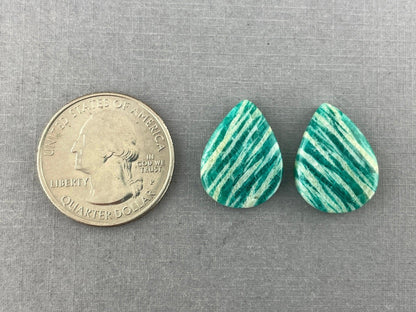 Amazonite Matched Pair Pear Cabochons | Natural Loose Gemstone | AMZ216 - - GemEnthusiast