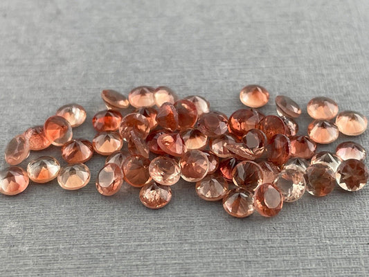 3.5 mm Oregon Sunstones Faceted Round Gemstones | Red, Medium or Light - Oregon Sunstone - GemEnthusiast
