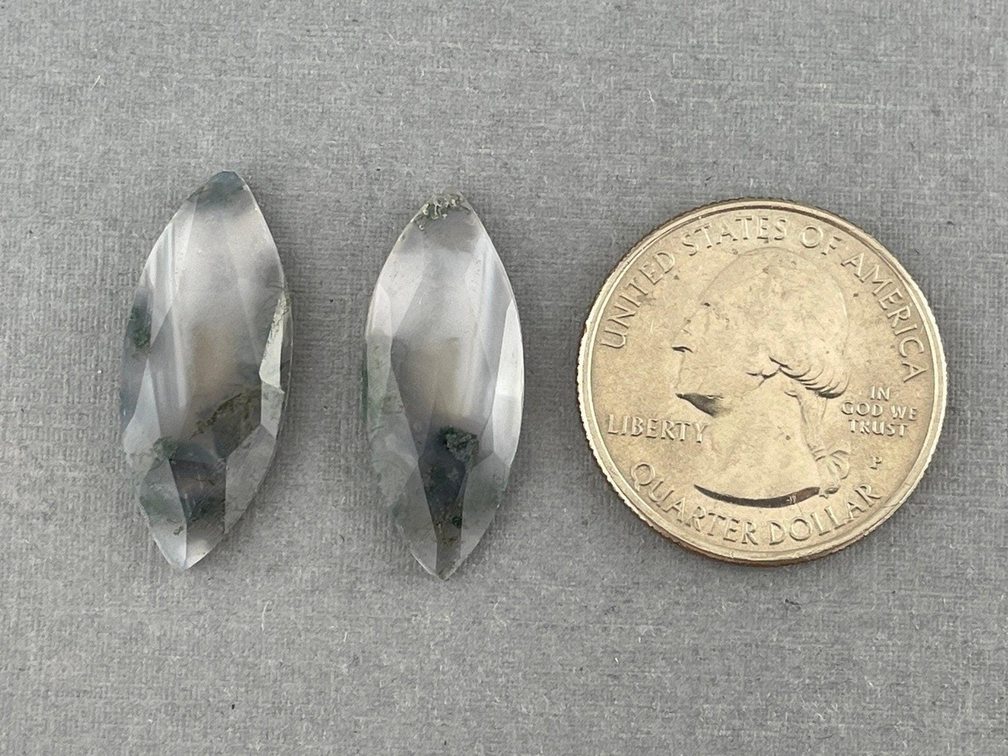 Moss Agate Rose Cut Pair | Marquise Natural Loose Gemstone | AG204 - - GemEnthusiast