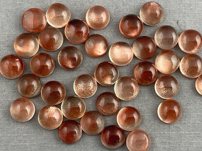7mm Oregon Sunstones Round Cabochons | Medium, Light, or Champaign - Oregon Sunstone - GemEnthusiast