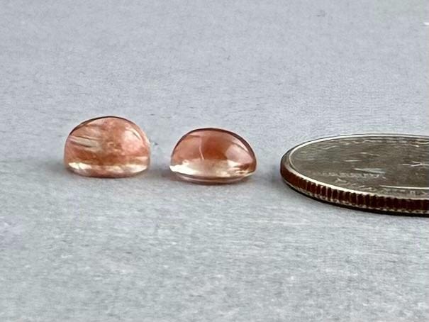 8mm Oregon Sunstones with Schiller | Round Cabochon Pair | OSC314 - Oregon Sunstone - GemEnthusiast