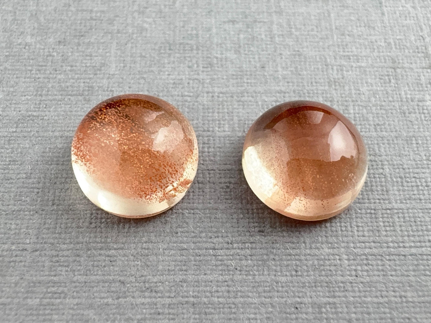 8mm Oregon Sunstones with Schiller | Round Cabochon Pair | OSC314 - Oregon Sunstone - GemEnthusiast