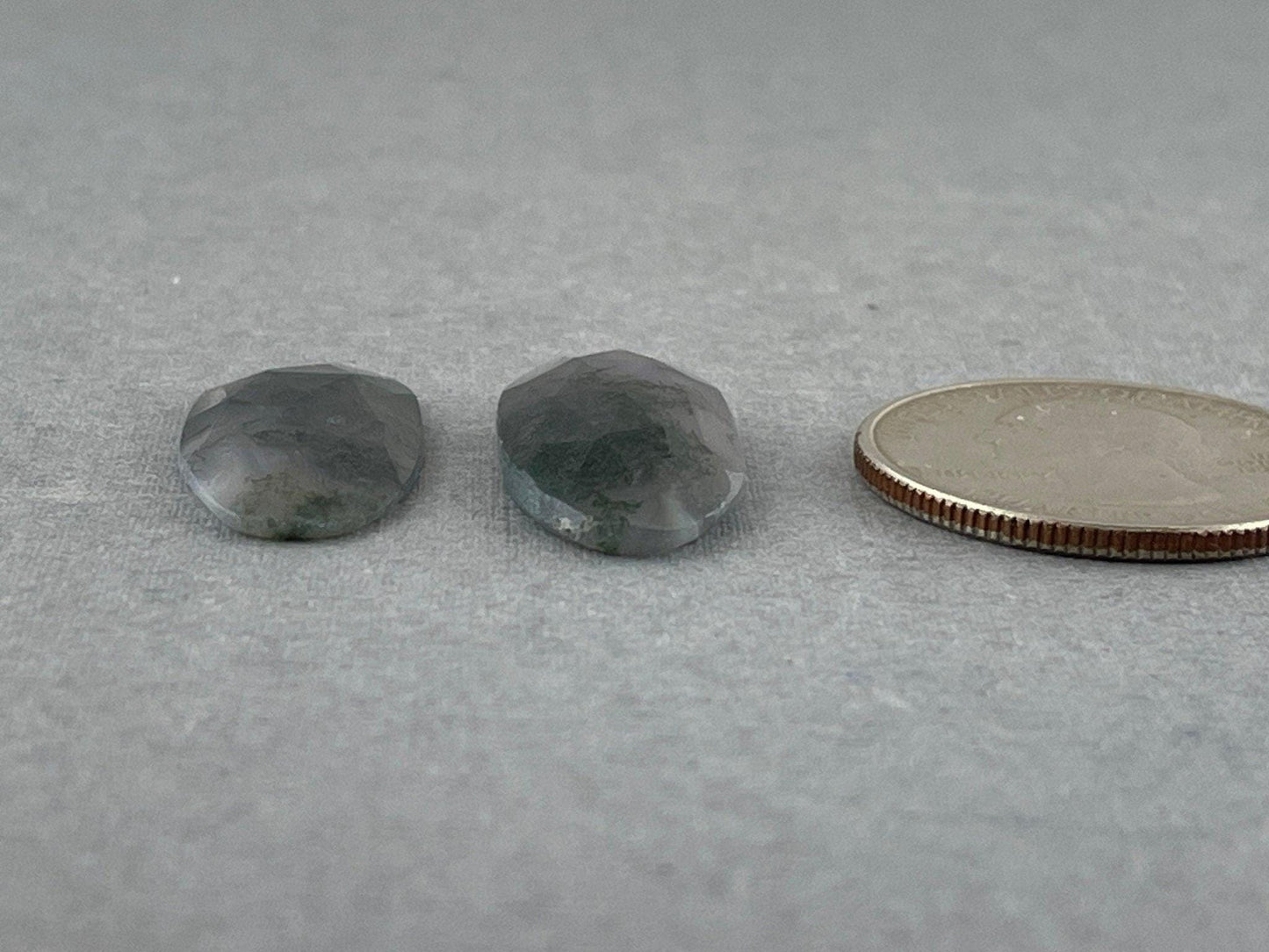 Moss Agate Oval Pair | Rose Cut Natural Loose Gemstone | AG210 - - GemEnthusiast