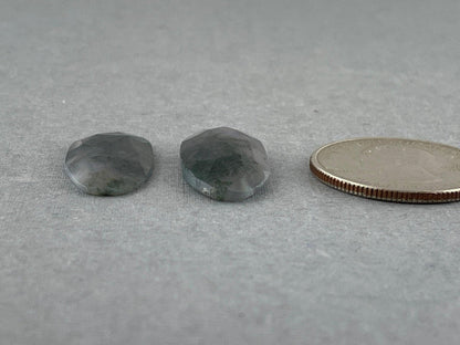 Moss Agate Oval Pair | Rose Cut Natural Loose Gemstone | AG210 - - GemEnthusiast