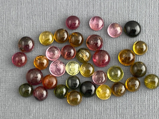 5-6mm Tourmaline Cabochons | Multi-Color | 41 carats | TO223 - Tourmaline - GemEnthusiast