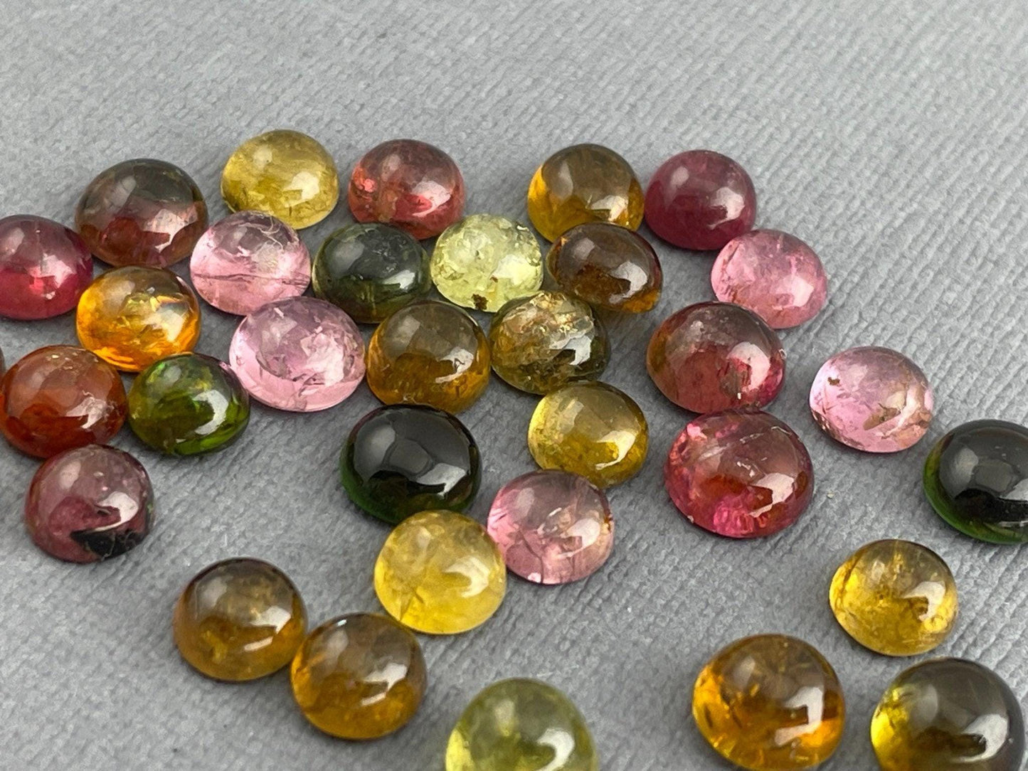 5-6mm Tourmaline Cabochons | Multi-Color | 41 carats | TO223 - Tourmaline - GemEnthusiast