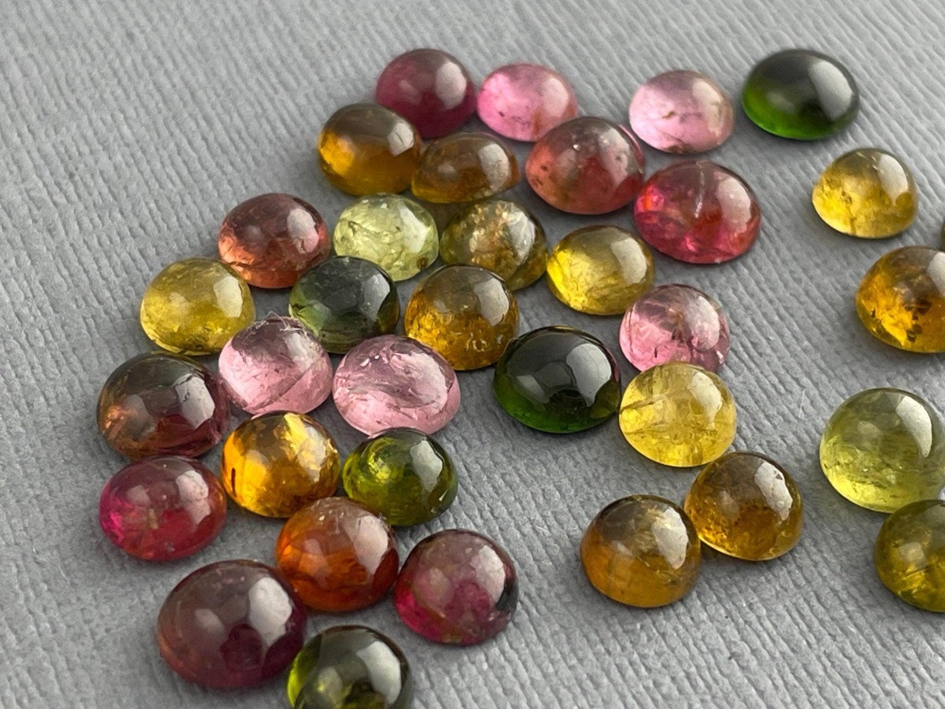 5-6mm Tourmaline Cabochons | Multi-Color | 41 carats | TO223 - Tourmaline - GemEnthusiast