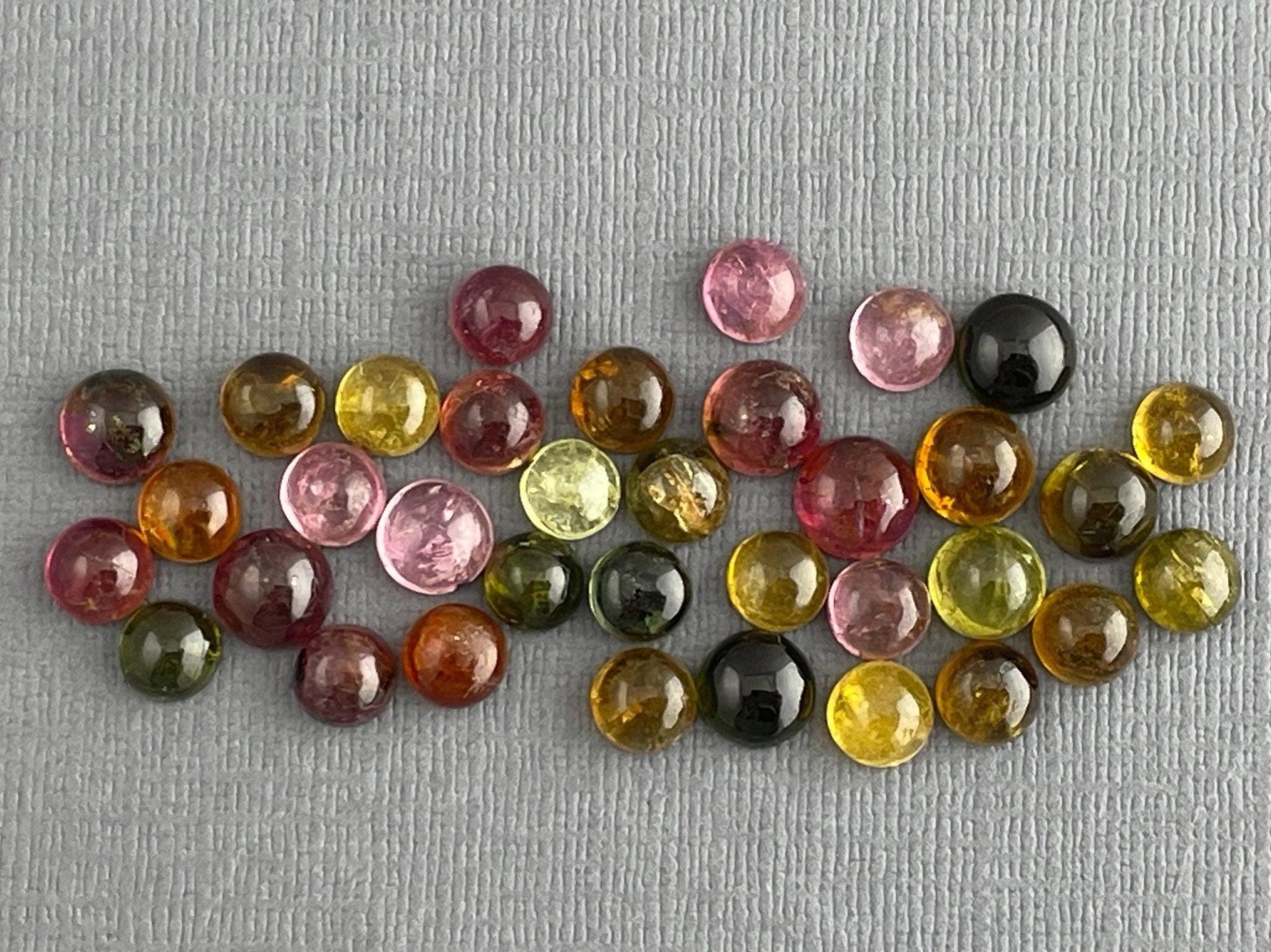 5-6mm Tourmaline Cabochons | Multi-Color | 41 carats | TO223 - Tourmaline - GemEnthusiast