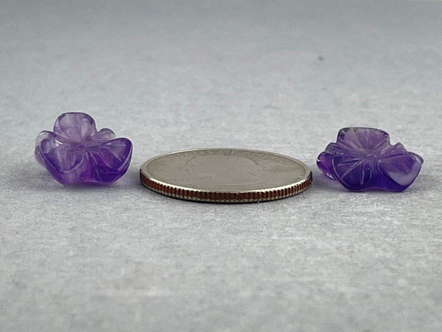 Orchid Carved Amethyst | Natural Gemstone | Center Drilled | AM201B - - GemEnthusiast