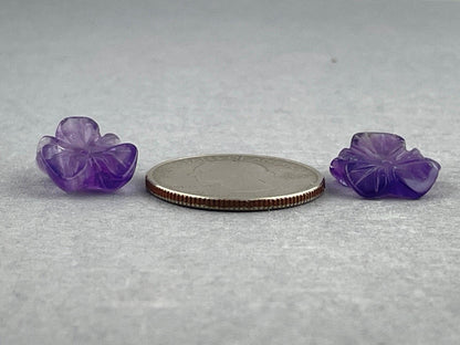 Orchid Carved Amethyst | Natural Gemstone | Center Drilled | AM201B - - GemEnthusiast