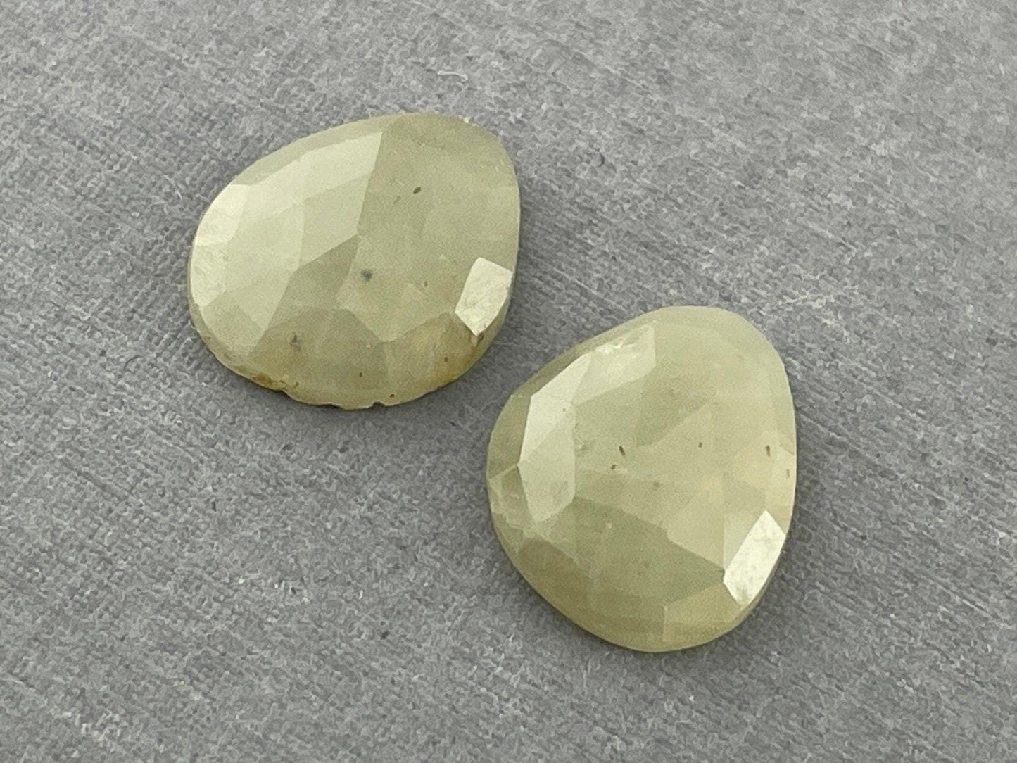 Cream Yellow Sapphire Rose Cut Pair | 13.5x11mm | Natural Loose Gemstones | SP501 - Sapphire - GemEnthusiast