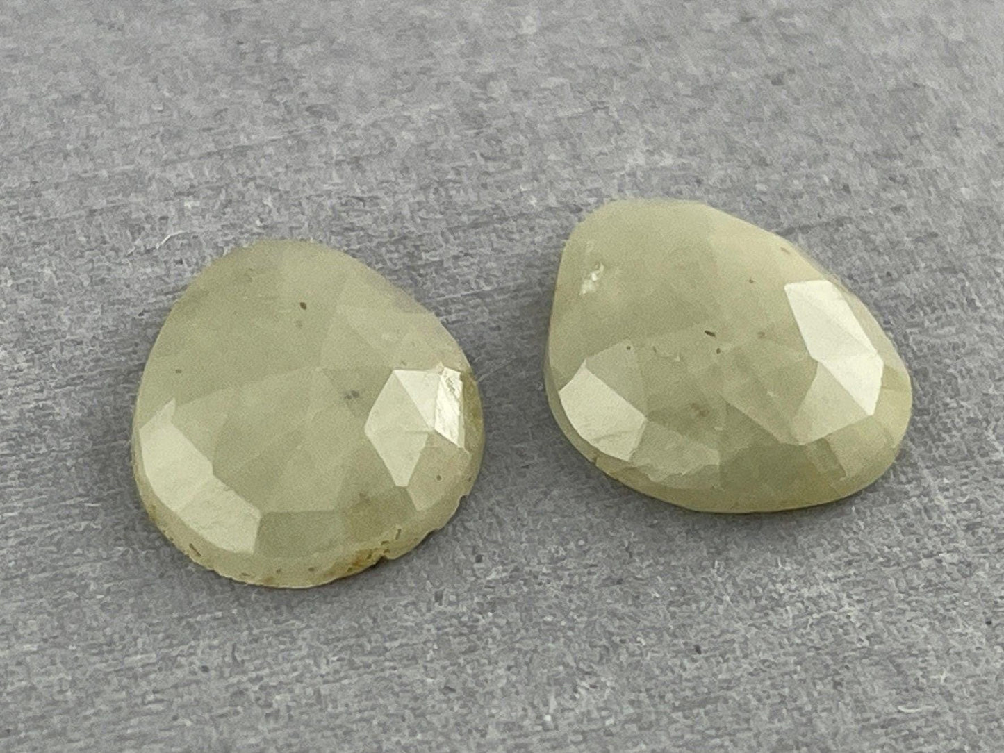 Cream Yellow Sapphire Rose Cut Pair | 13.5x11mm | Natural Loose Gemstones | SP501 - Sapphire - GemEnthusiast