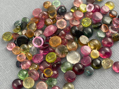 60 carats Tourmaline Round Cabochons | Small, 3mm - 6mm | Mixed Colors - Tourmaline - GemEnthusiast