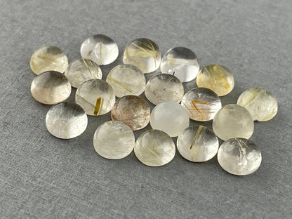 Gold Rutile Quartz Round Cabochon Lot | 20 Stones | Natural Loose Gemstone | QU517 - Rutile Quartz - GemEnthusiast