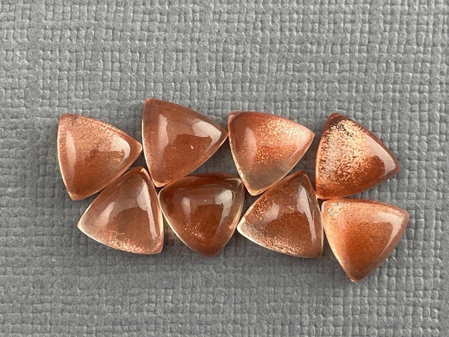 7mm Oregon Sunstones Triangle Cabochons | Medium with Schiller - Oregon Sunstone - GemEnthusiast
