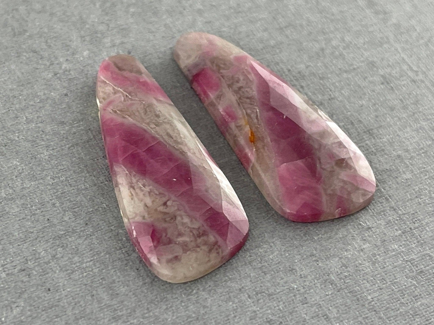 Ruby Included Quartz Pair | Rose Cut Natural Loose Gemstone | RC108 - - GemEnthusiast