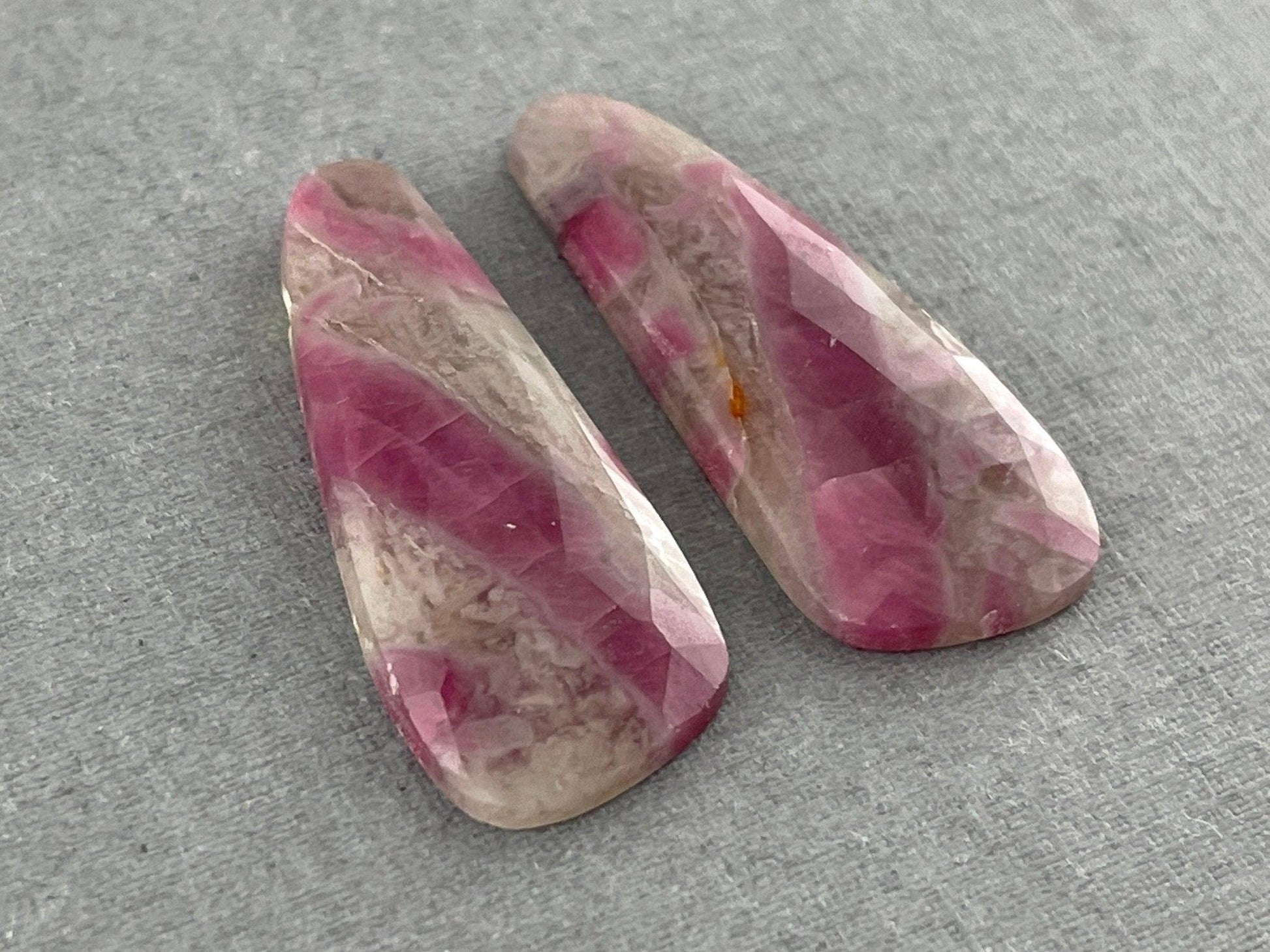 Ruby Included Quartz Pair | Rose Cut Natural Loose Gemstone | RC108 - - GemEnthusiast